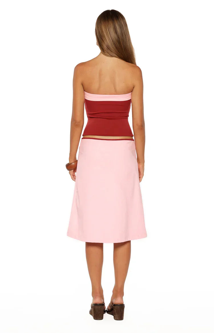 Orlanda Pink Strapless Contrast Top PRE ORDER
