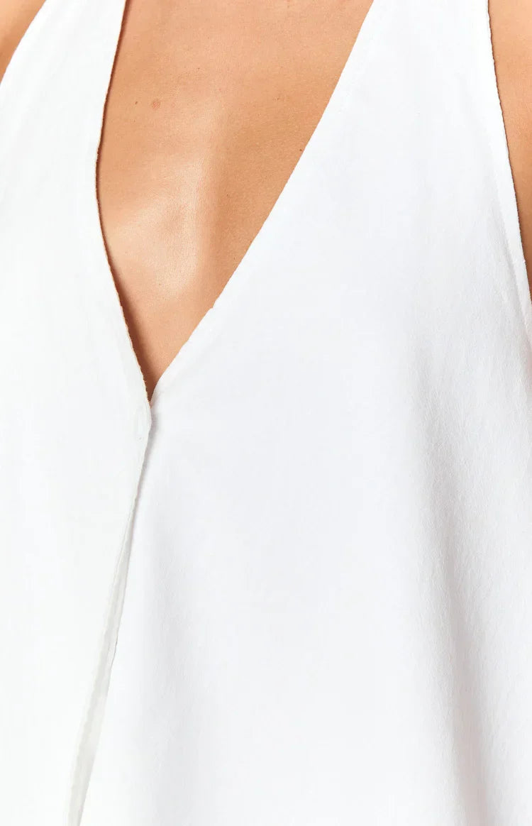 Petie White Linen Blend Top