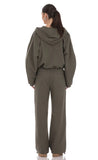 Piped Straight Leg Sweatpants in Olive Green