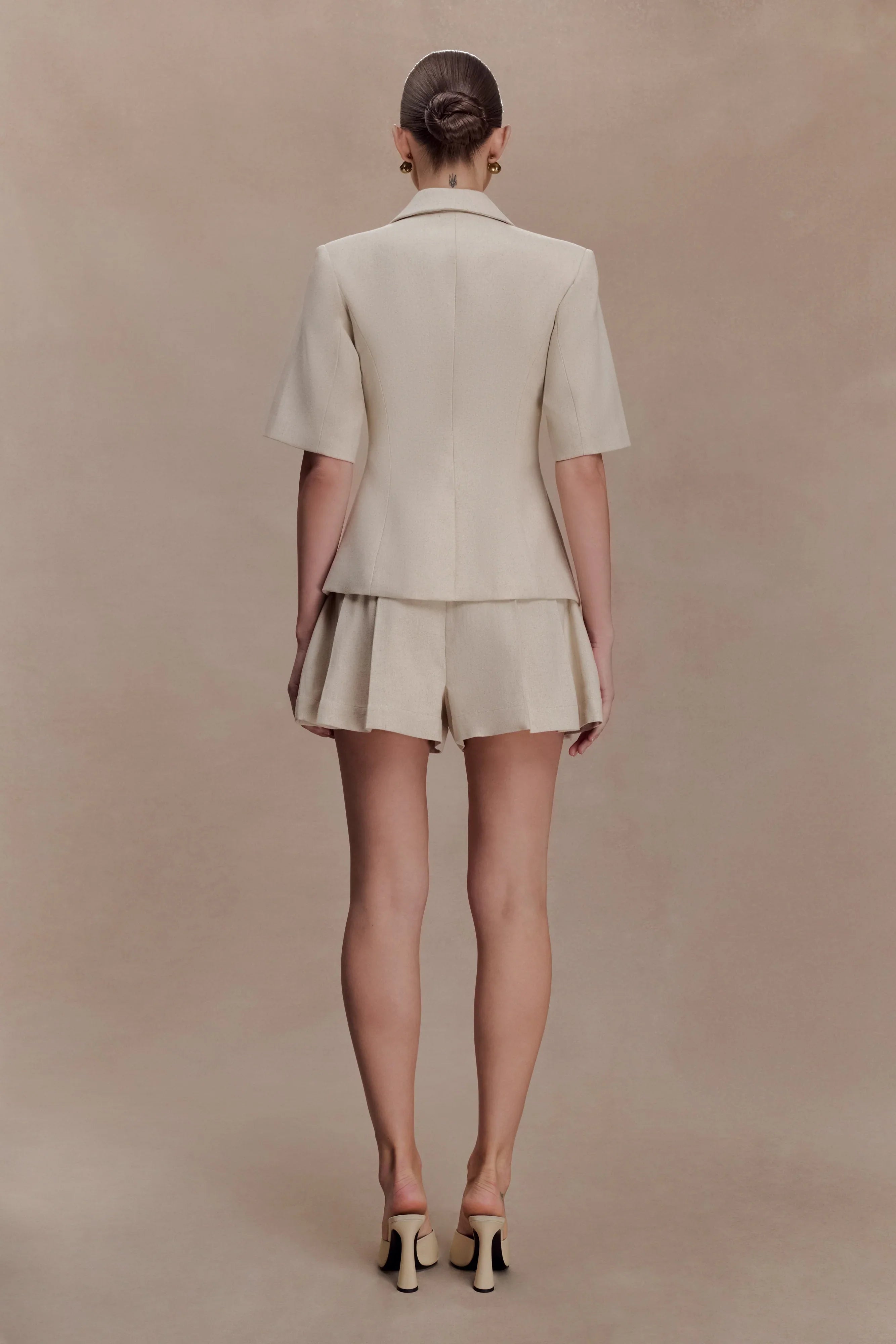 Martine Short Sleeve Linen Top Natural