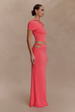 Haven Slinky Twist Midi Skirt Coral