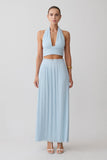Amaris Sleeveless Plisse Halter Top Pale Blue