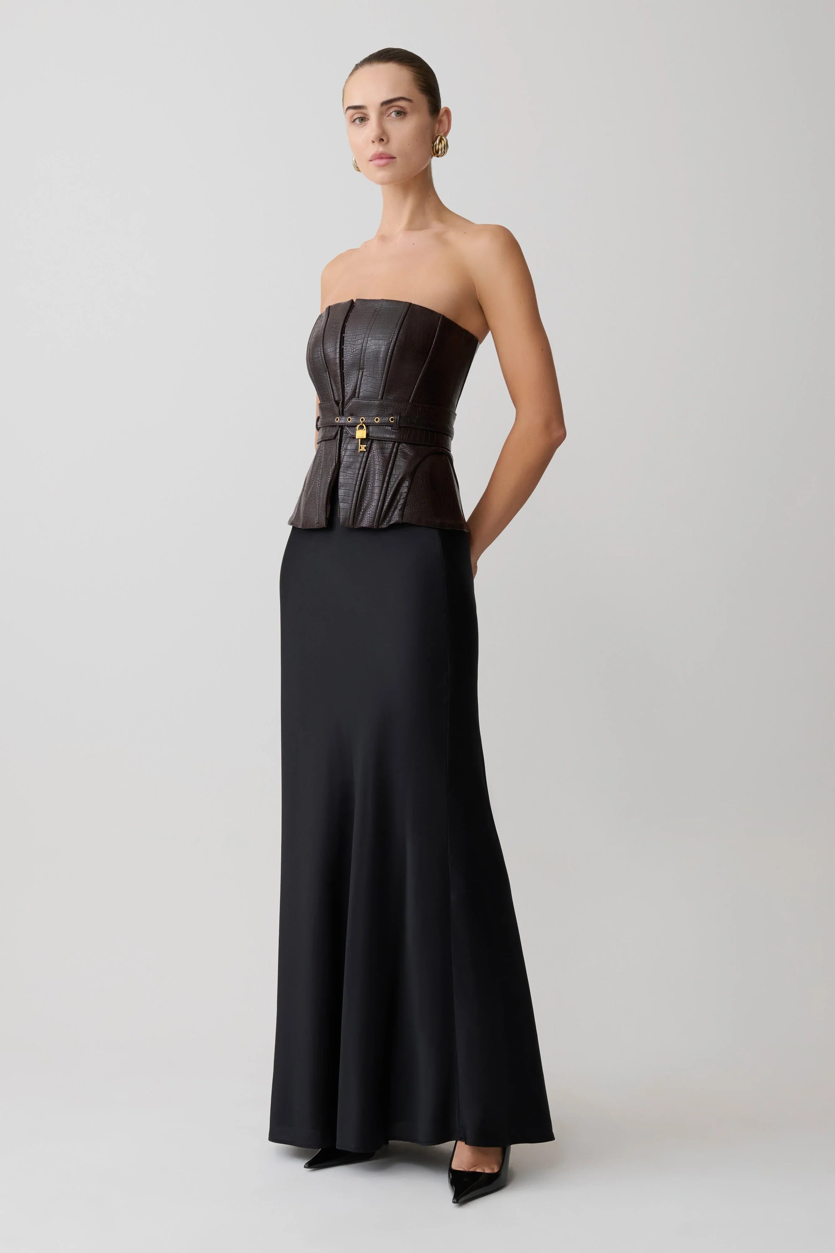 Sabrina Silk Blend Maxi Skirt Black