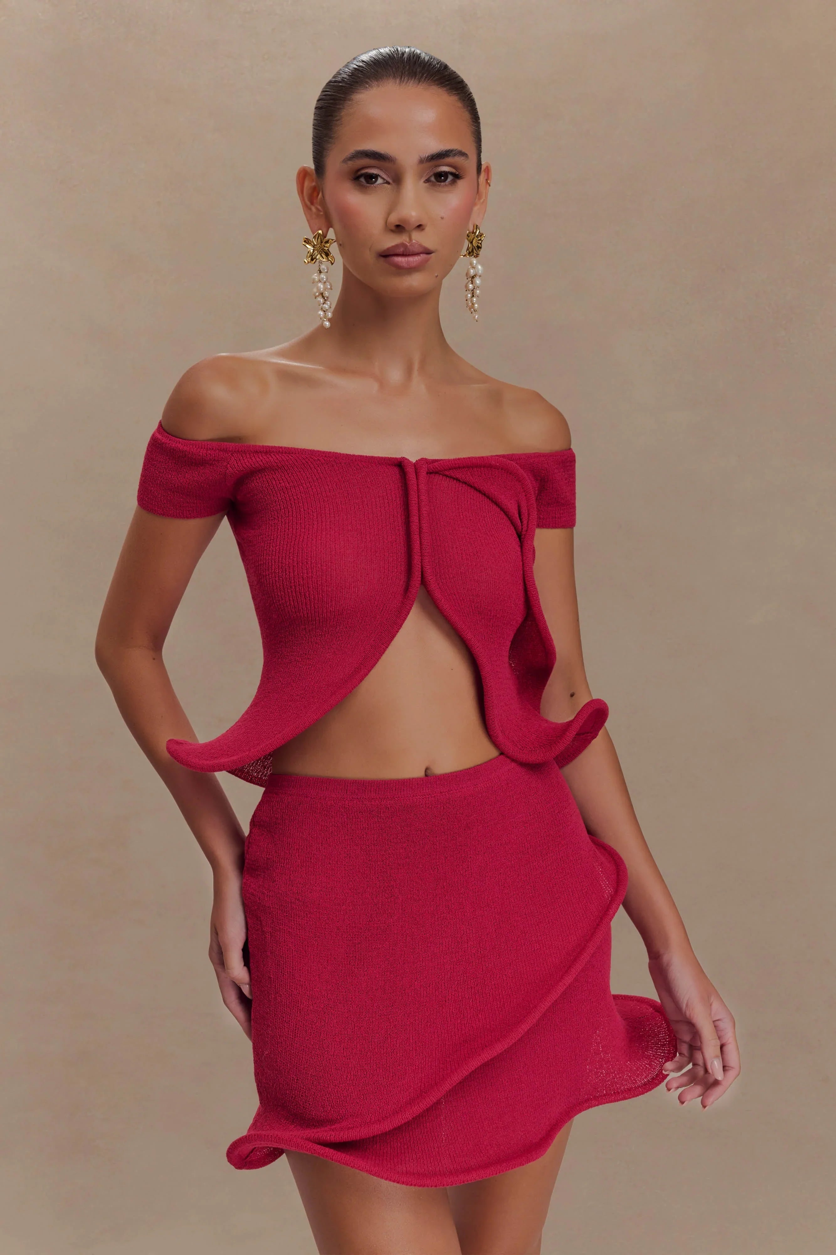 Haisley Knit Mini Skirt Raspberry