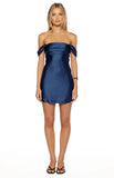 Zoella Tall Fit Navy Off The Shoulder Mini Dress