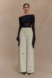 Carmella Embroided Jeans Ecru