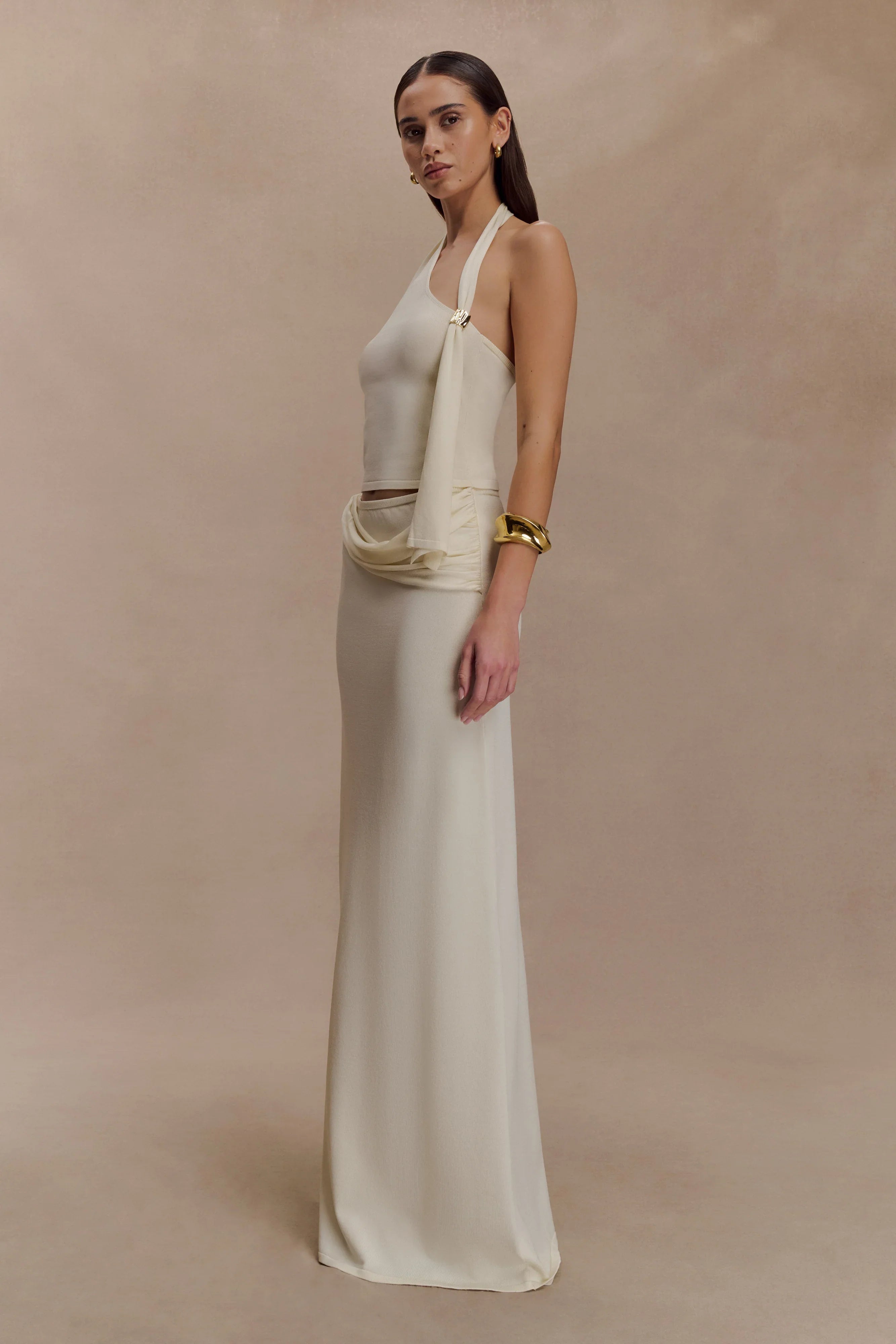 Xanthia Knit Halter Top Ivory