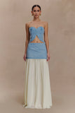 Tully Chiffon Denim Maxi Skirt 80S Blue