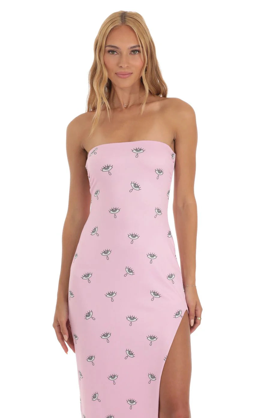 Strapless Maxi Dress in Pink