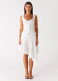 Clearwater Mist Midi Skirt White
