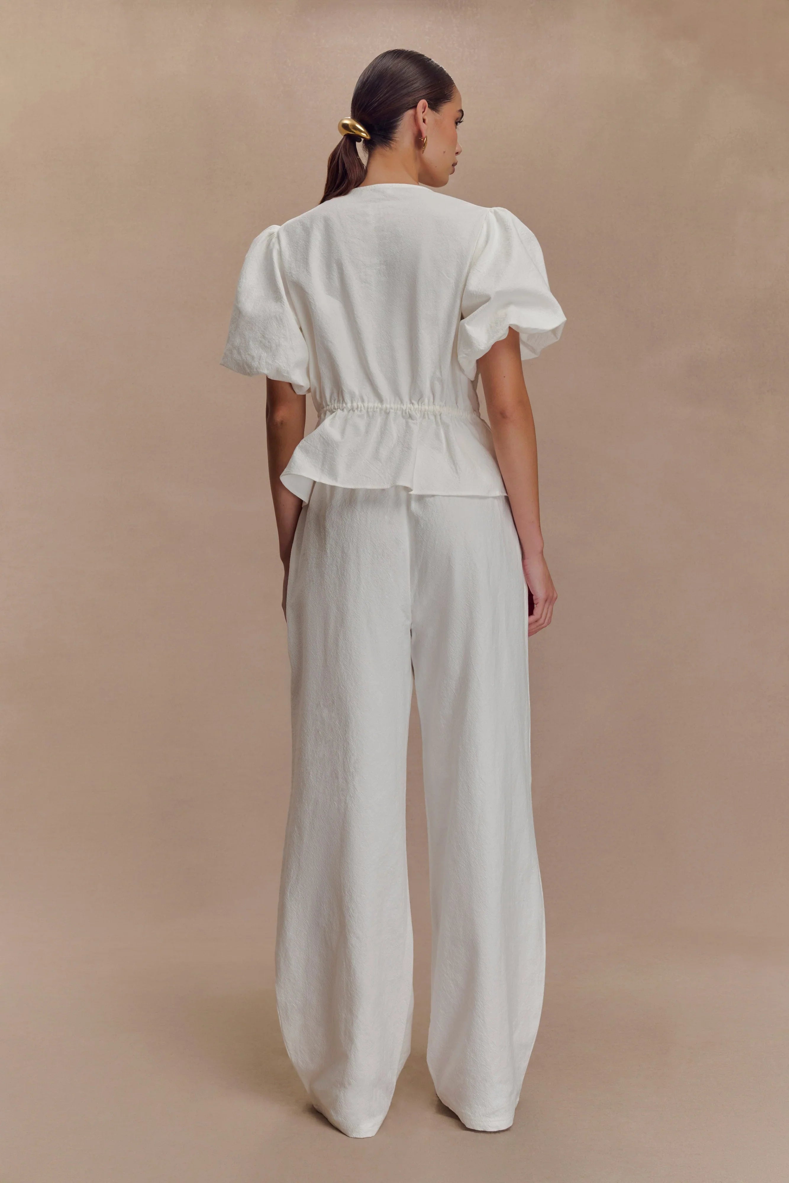 Janayia Cotton Wide Leg Pants White