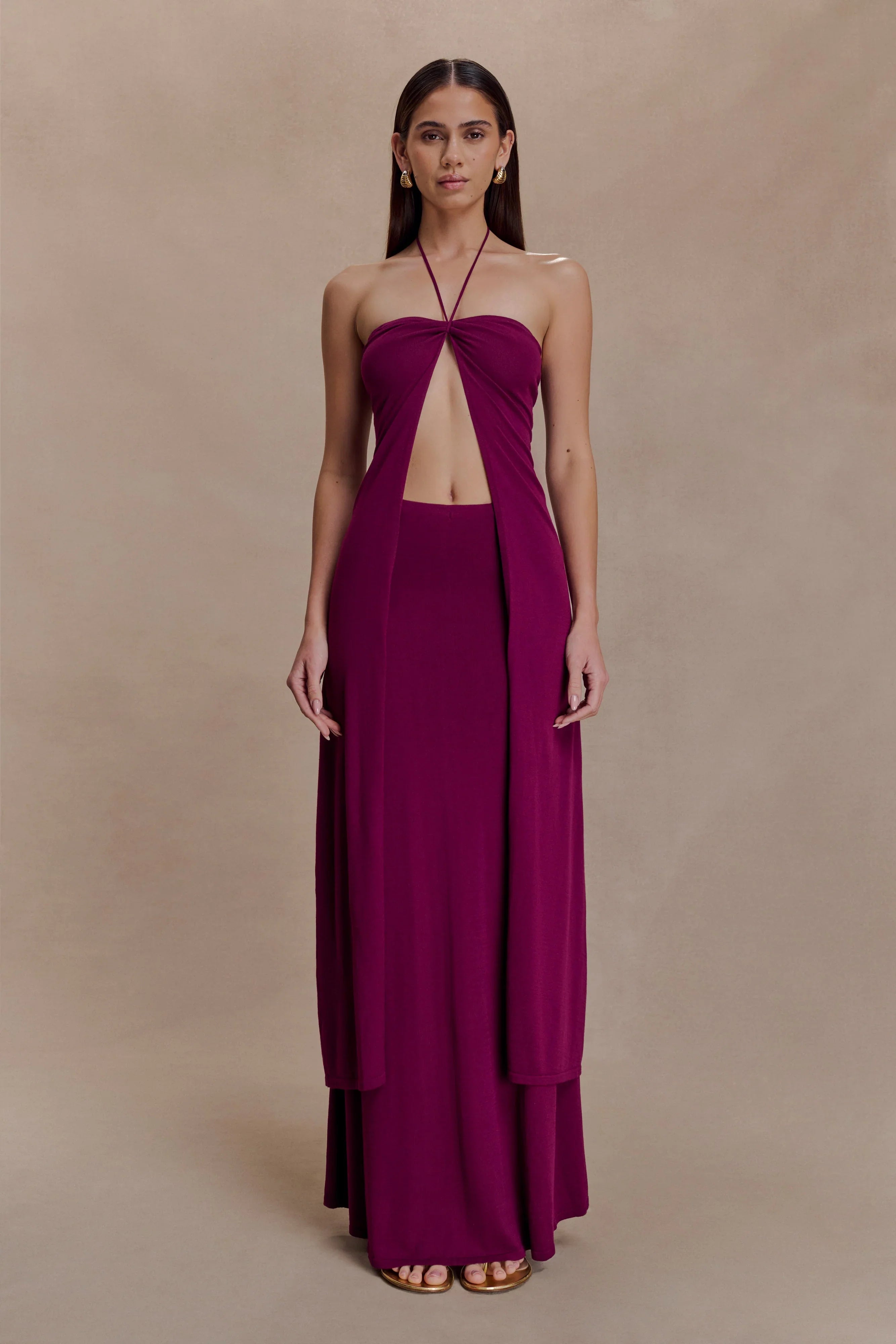 Martiena Knit Maxi Skirt Plum