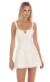 Textured Floral Triple Ties Dress in White