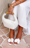 In Bloom White Floral Kitten Heels