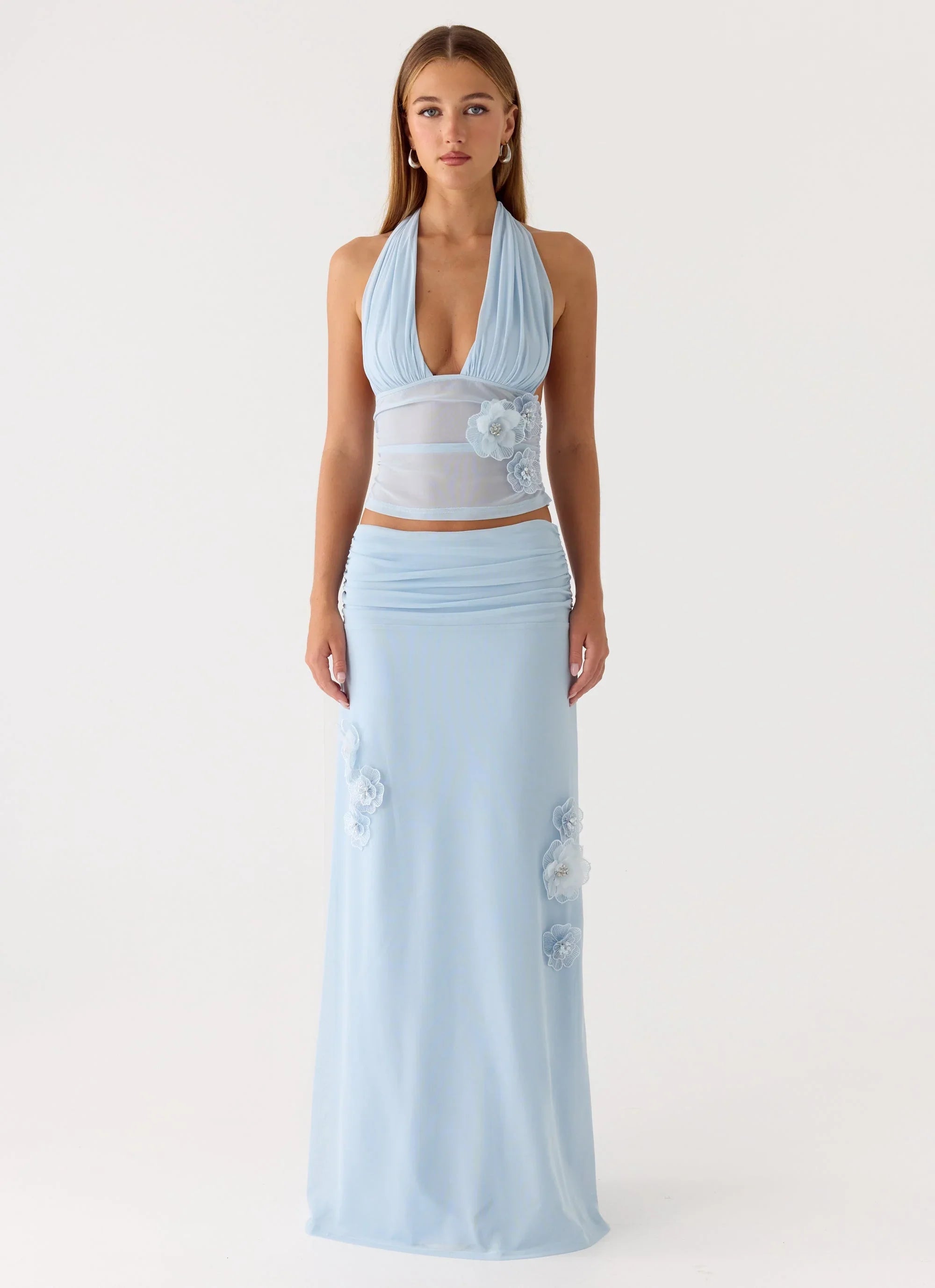 Fleur Power Maxi Skirt Blue
