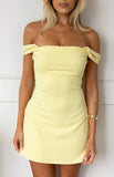Zoella Yellow Off The Shoulder Crepe Mini Dress