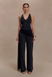 Aspyn Slinky Gathered Wide Leg Pants Black