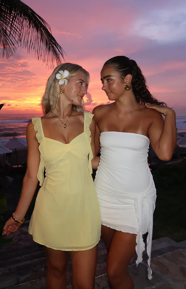 Joyce Yellow Chiffon Mini Dress
