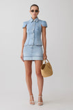 Bently Short Sleeve Denim Top Washed Light Blue