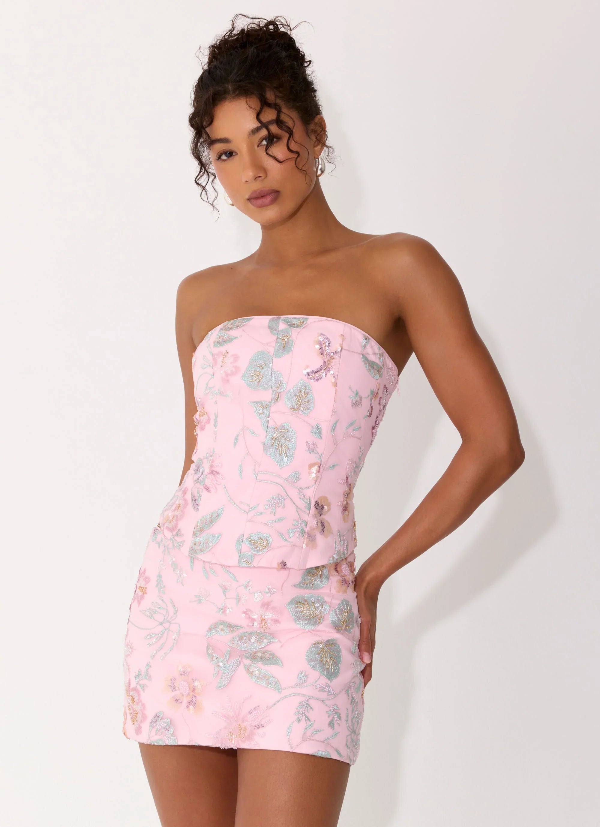Solaire Strapless Corset Top Pink