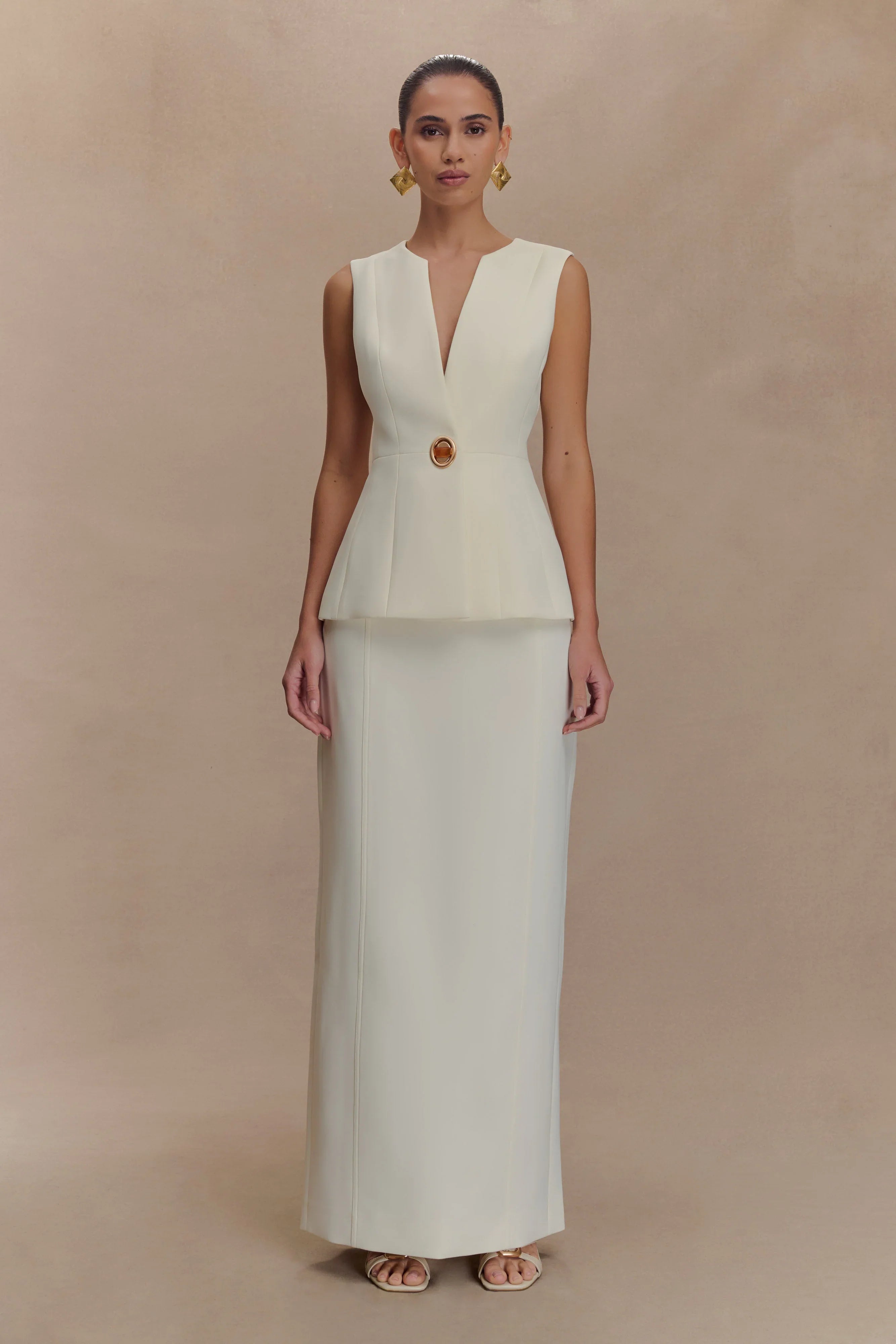Angelie Suiting Vest Top Ivory