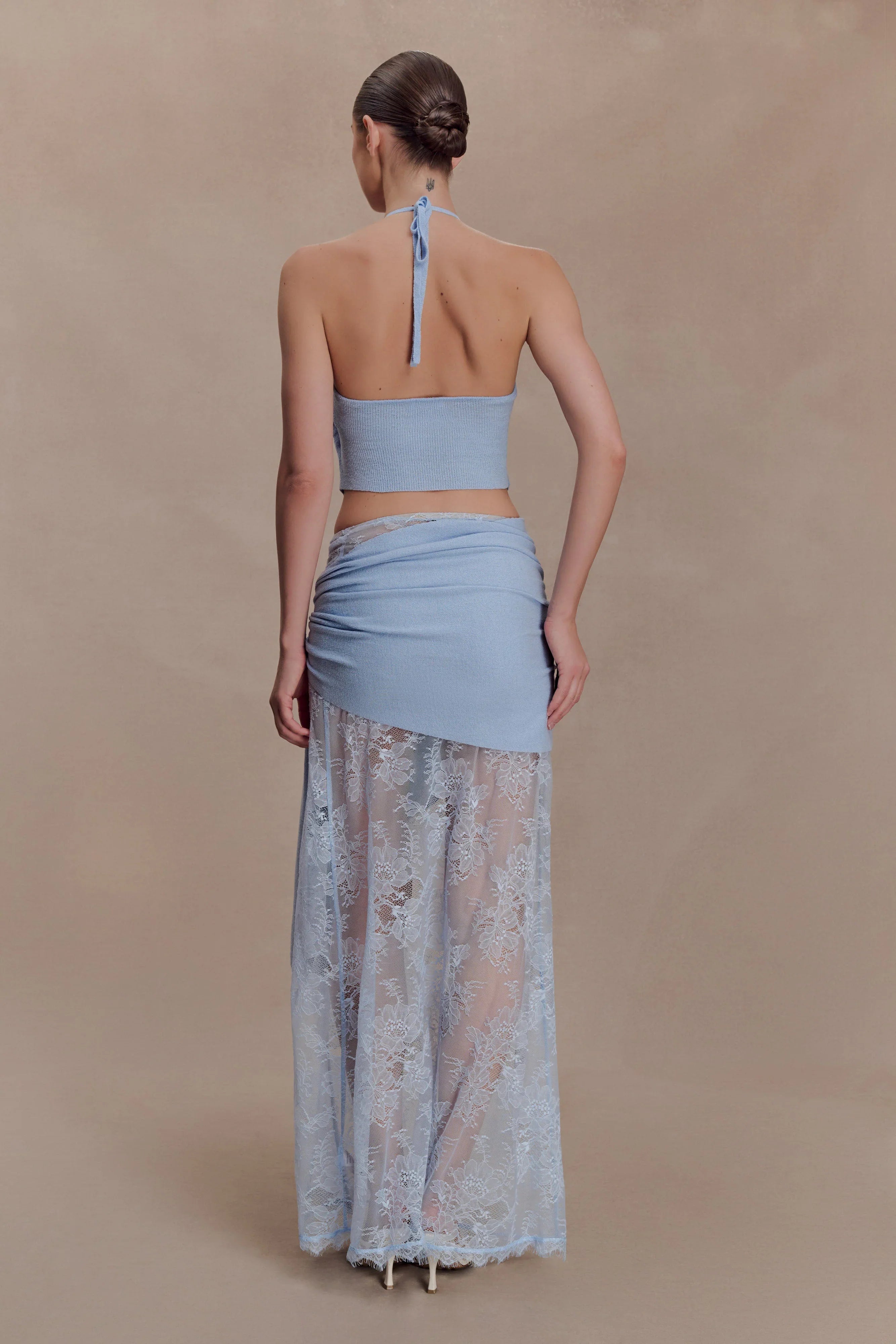 Lucy Lace And Knit Skirt Cornflower Blue