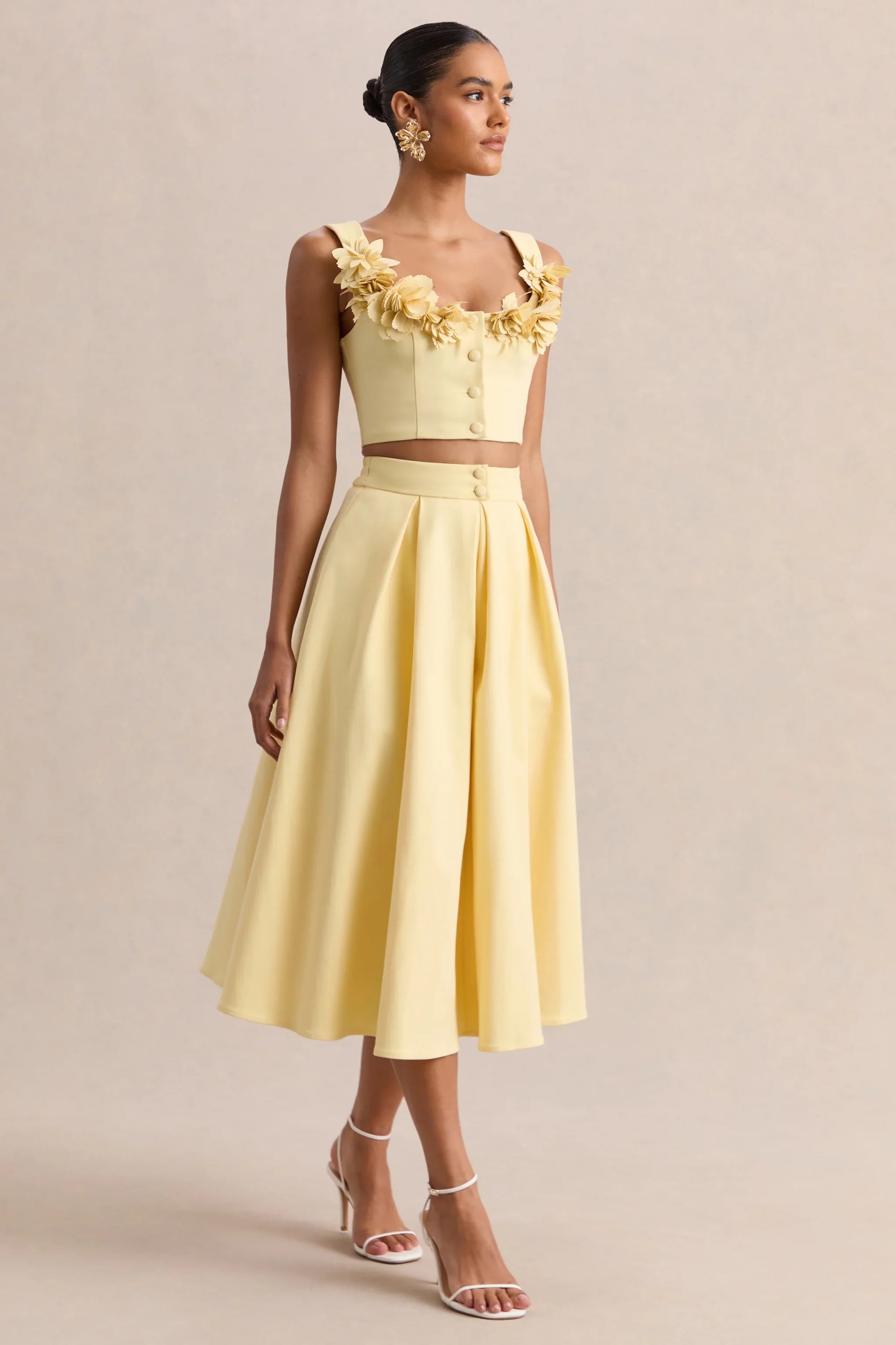 Joy Lemon A Line Midi Skirt