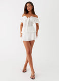 Hundred Percent Puff Sleeve Top White
