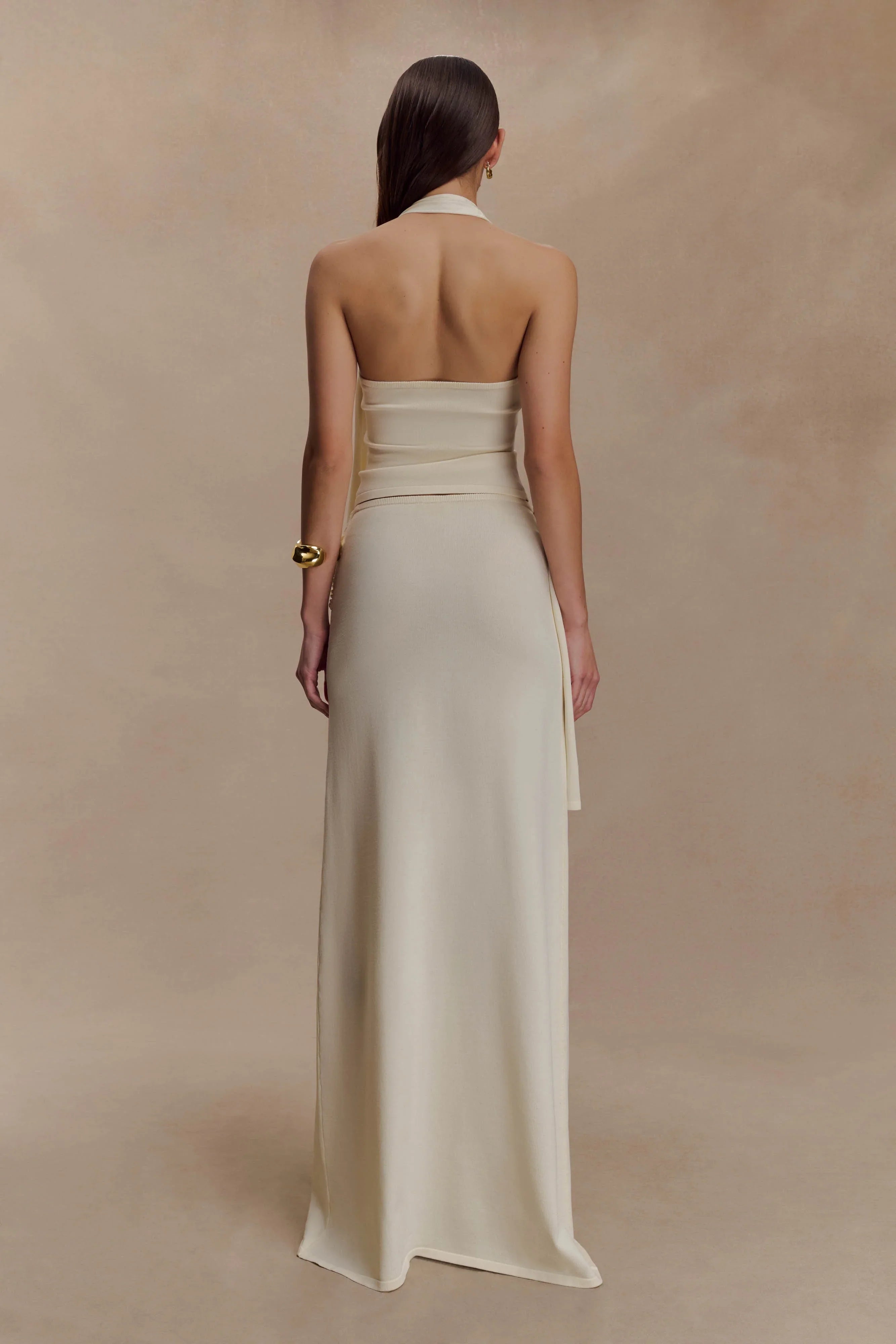 Xanthia Knit Halter Top Ivory