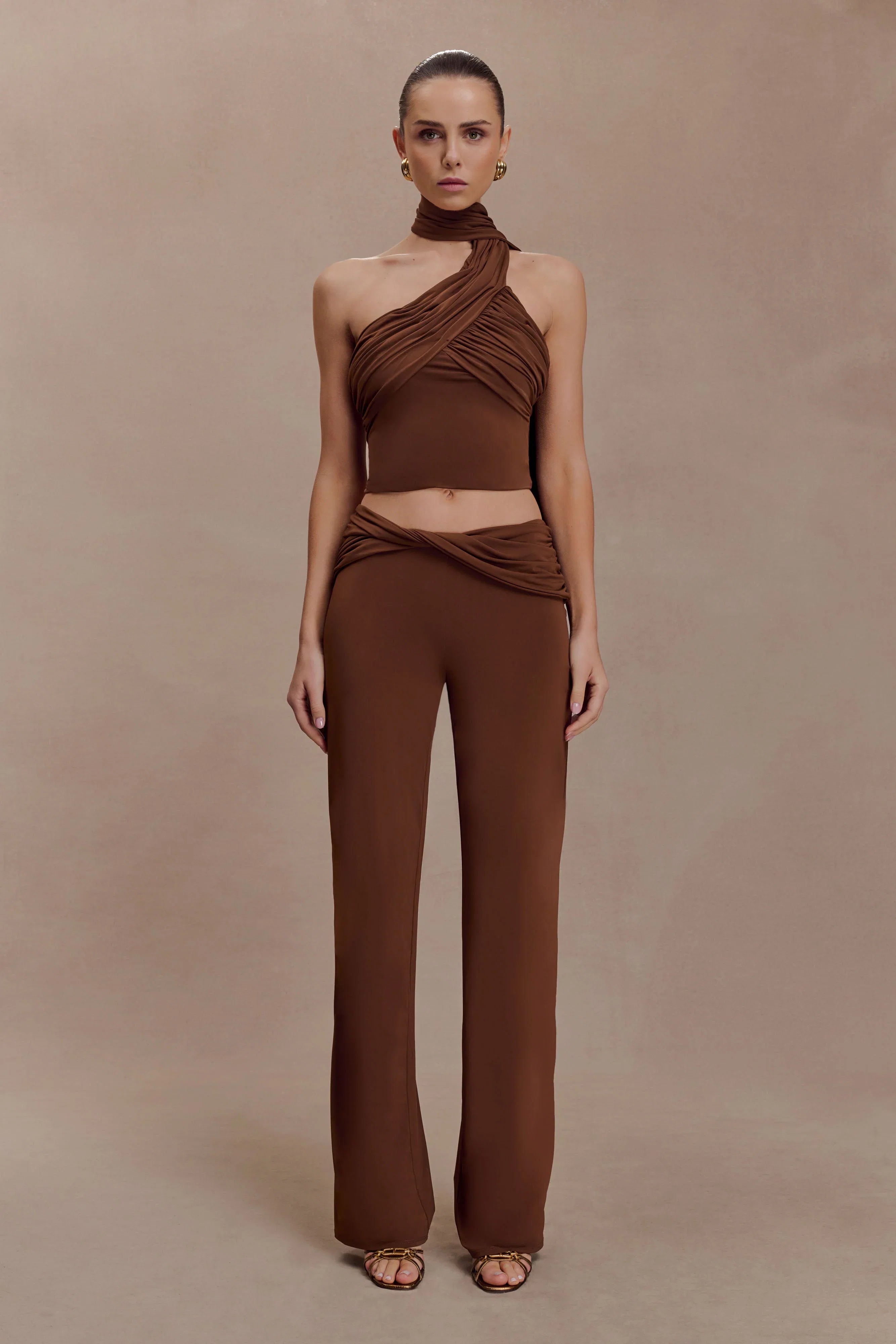 Lydia Slinky Straight Leg Pants Chocolate