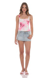 Floral Square Neck Top in White