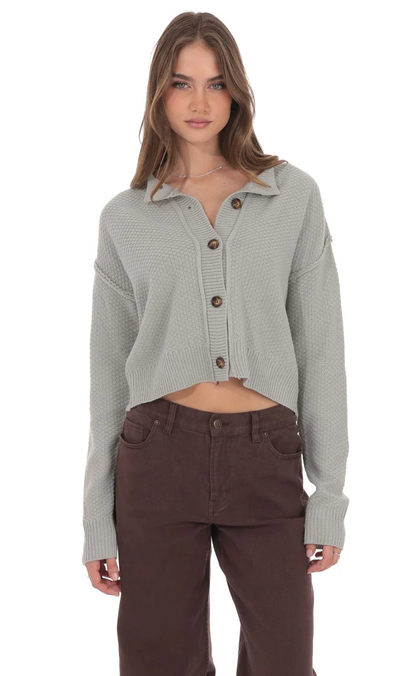 Cable Knit Cardigan in Gray