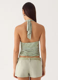 Talk Too Much Halter Top Wispy Fern