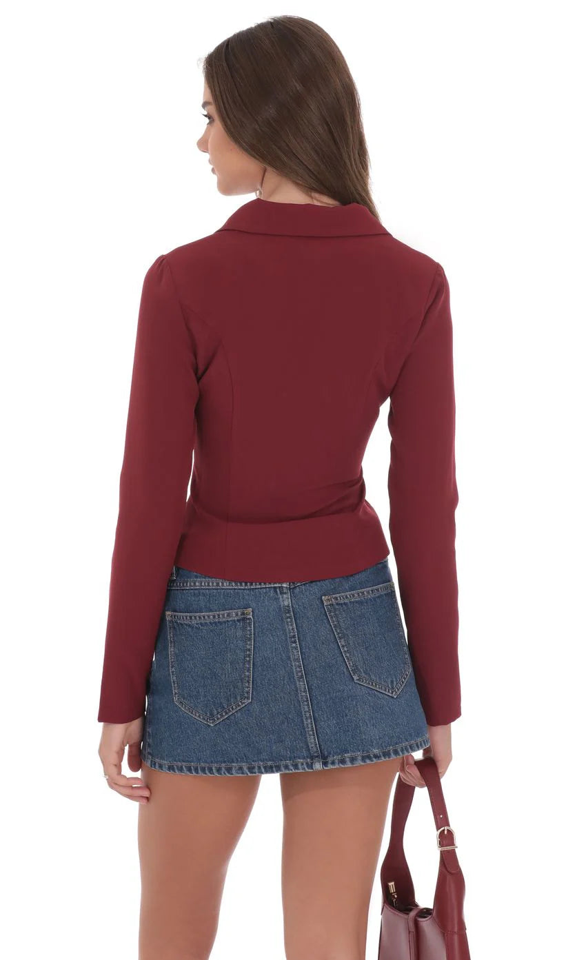 Tailored Collar Shirt in Burgundy