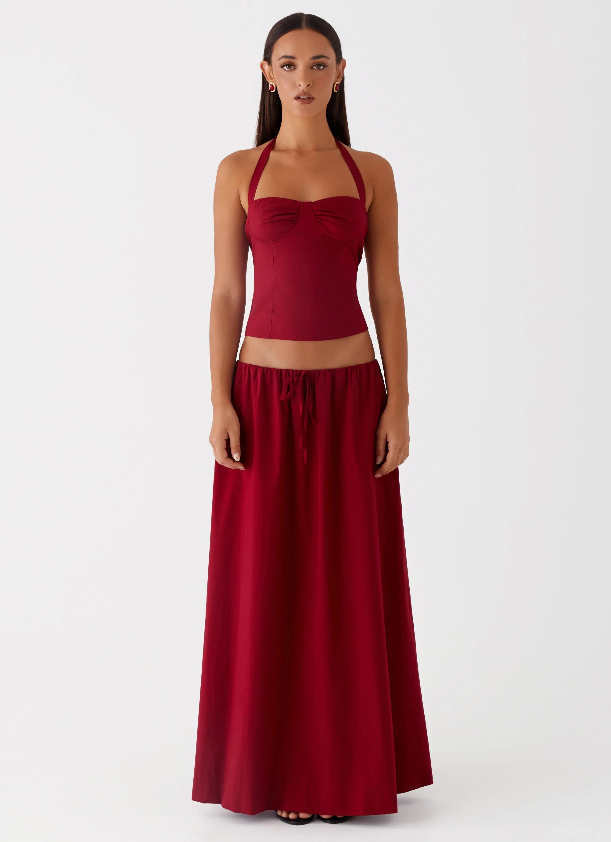 Cheryl Bustier Halter Top Cherry Red