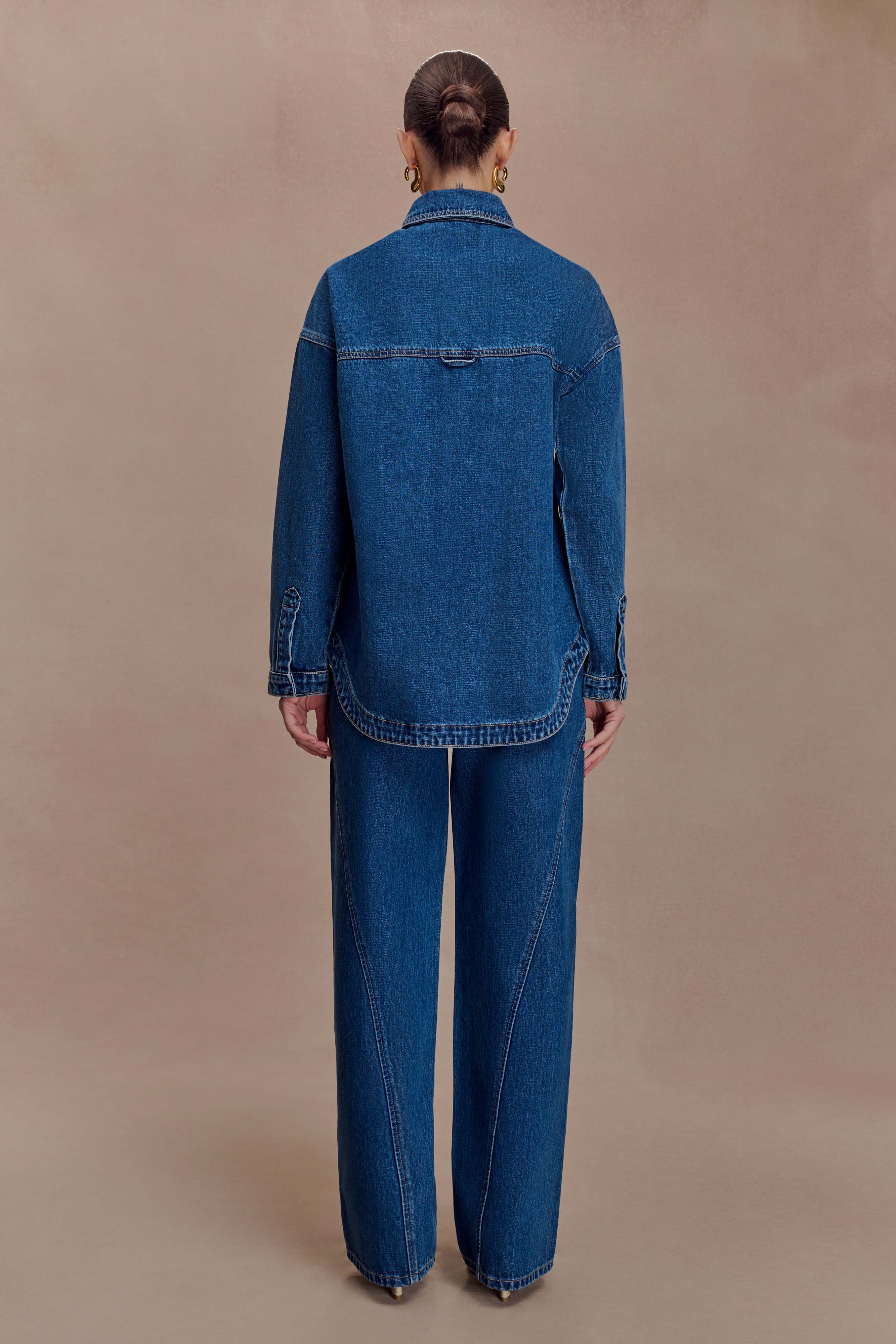 Georgette Mid Rise Paneled Denim Jeans Dark Blue