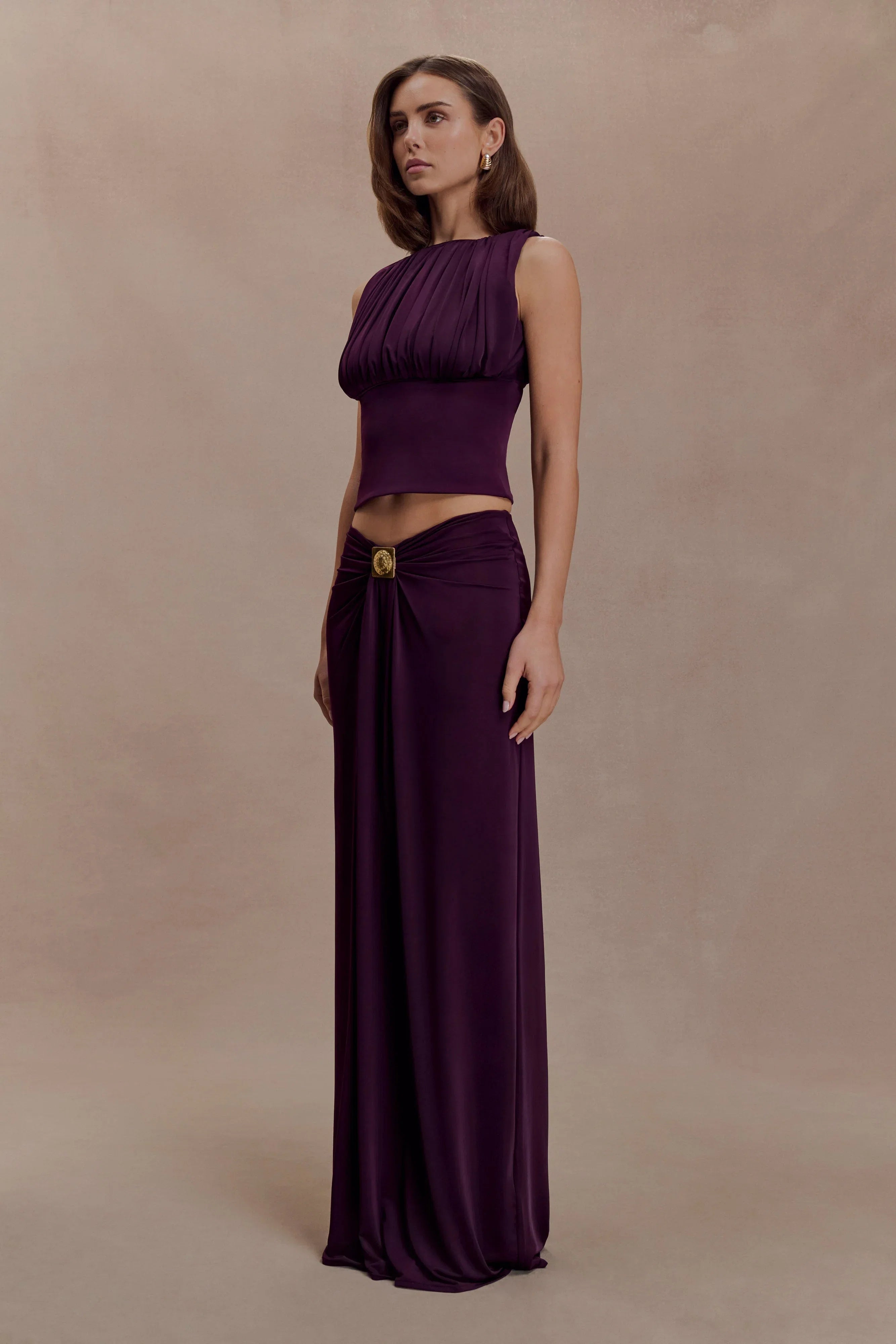 Erina Slinky Open Back Top Aubergine