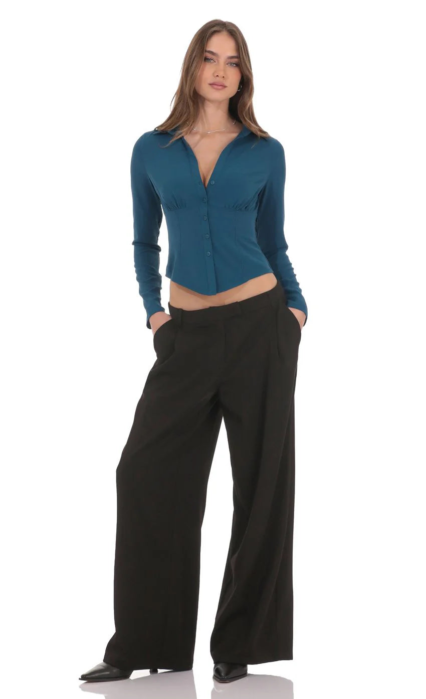 Wide Leg Trousers in Black