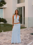 Fleur Power Halter Top Blue